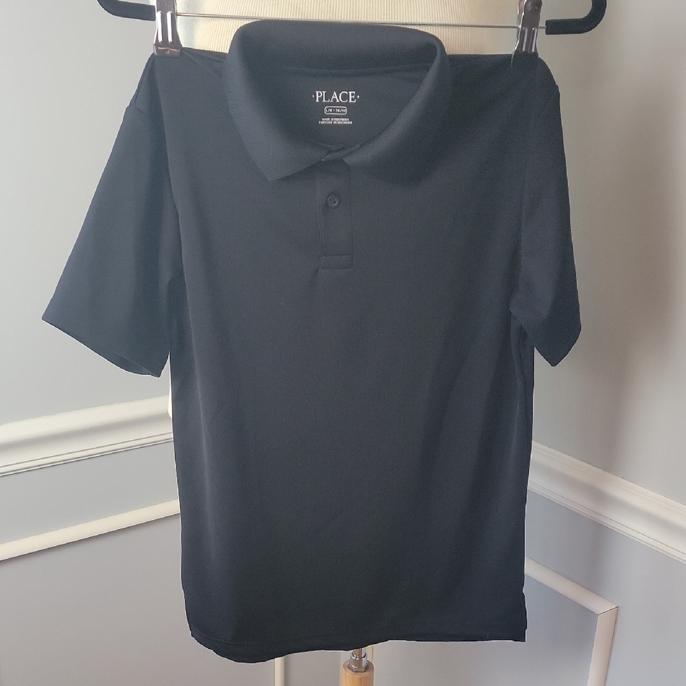 THE CHILDREN'S PLACE Boy's Black Uniform Performance Short Sleeve Preppy‎ Polo L